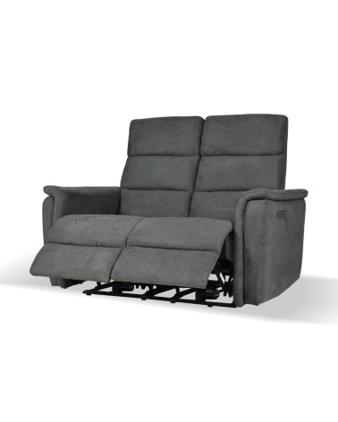 Divano Faber 2 posti con 2 recliner elettrici in tessuto dark grey