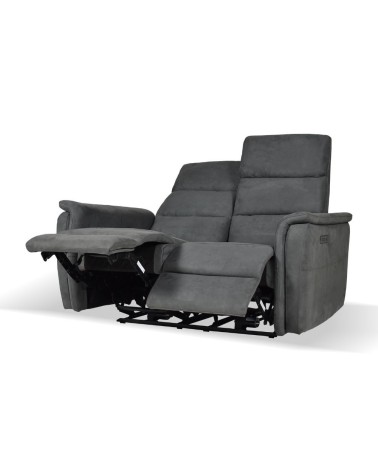 Divano Faber 2 posti con 2 recliner elettrici in tessuto dark grey