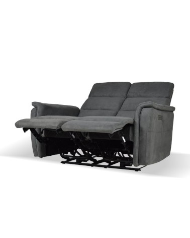 Divano Faber 2 posti con 2 recliner elettrici in tessuto dark grey