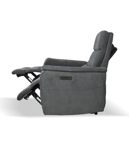 Divano Faber 2 posti con 2 recliner elettrici in tessuto dark grey