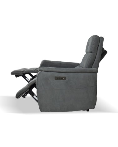 Divano Faber 2 posti con 2 recliner elettrici in tessuto dark grey