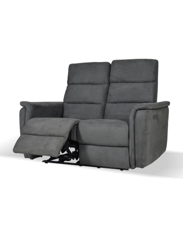 Divano Faber 2 posti con 2 recliner elettrici in tessuto dark grey