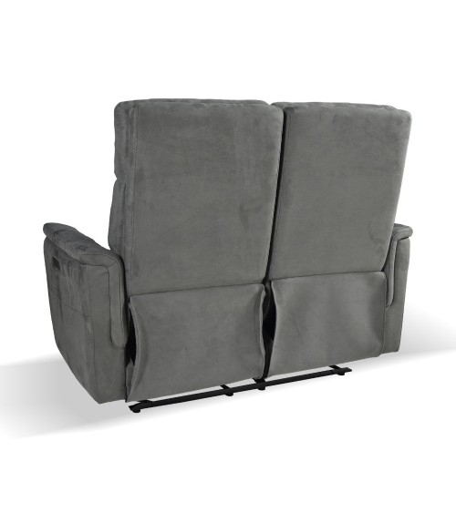 Divano Faber 2 posti con 2 recliner elettrici in tessuto dark grey