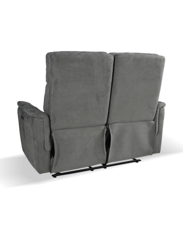 Divano Faber 2 posti con 2 recliner elettrici in tessuto dark grey