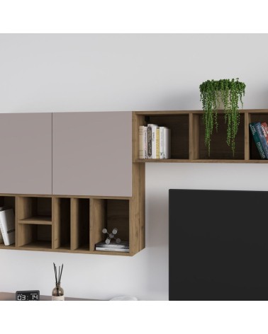 Parete attrezzata Big colore tortora e hitit noce H 192x32.50x300 cm