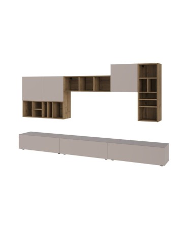 Parete attrezzata Big colore tortora e hitit noce H 192x32.50x300 cm