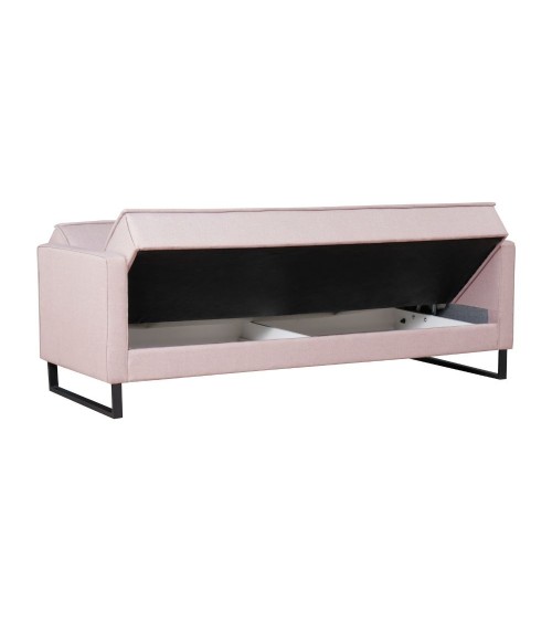 Divano letto contenitore Legen 3 posti in vellutino rosa antico 12-450