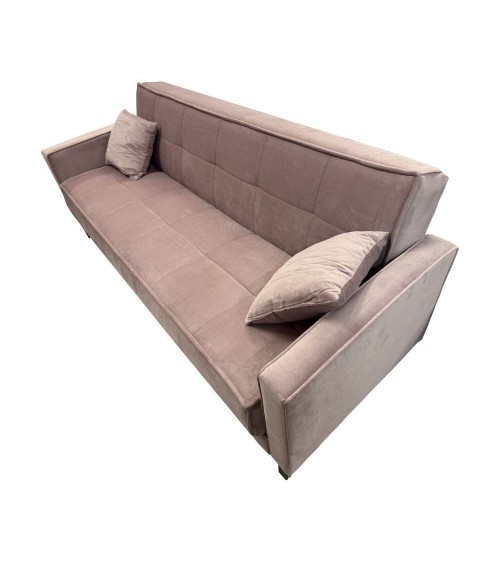 Divano letto contenitore Legen 3 posti in vellutino rosa antico 12-450