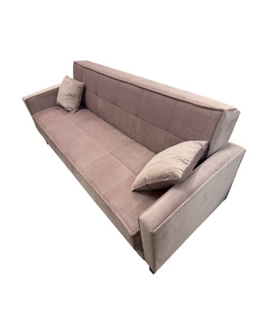 Divano letto contenitore Legen 3 posti in vellutino rosa antico 12-450