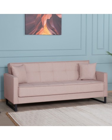 Divano letto contenitore Legen 3 posti in vellutino rosa antico 12-450