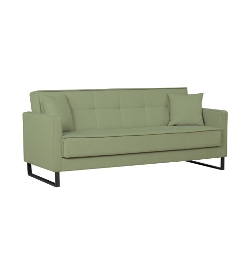 Divano letto contenitore Legen 3 posti in vellutino verde oliva 18-450