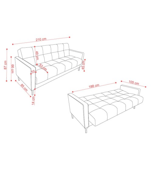 Divano letto contenitore Legen 3 posti in vellutino verde oliva 18-450