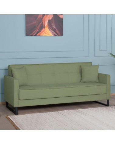 Divano letto contenitore Legen 3 posti in vellutino verde oliva 18-450