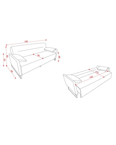 Divano letto Odin 3 posti in tessuto beige 05-370