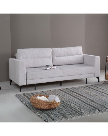 Divano letto Derry 3 posti in tessuto grigio chiaro 07-900