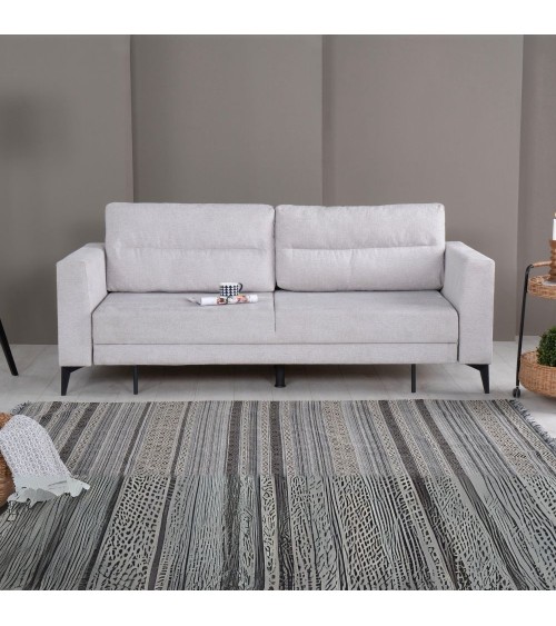 Divano letto Derry 3 posti in tessuto grigio chiaro 07-900