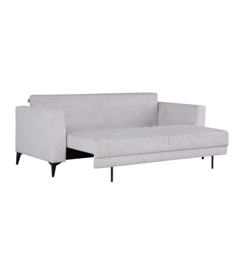 Divano letto Derry 3 posti in tessuto grigio chiaro 07-900