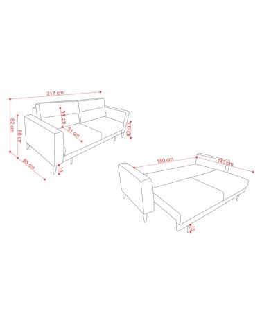 Divano letto Derry 3 posti in tessuto grigio chiaro 07-900