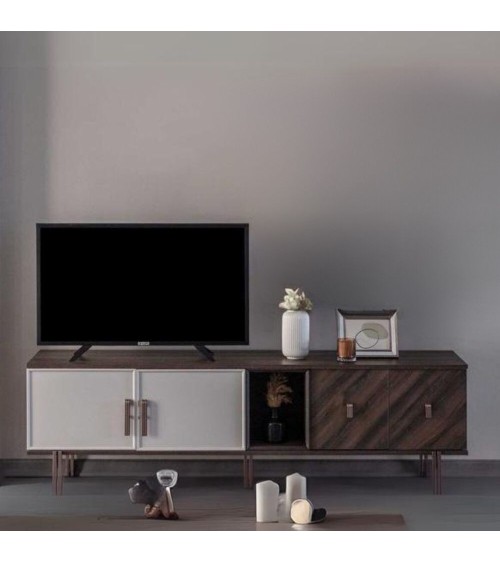 Base porta tv Merlin 4 ante battenti e 1 vano a giorno colore legno mozambik