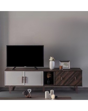 Base porta tv Merlin 4 ante battenti e 1 vano a giorno colore legno mozambik