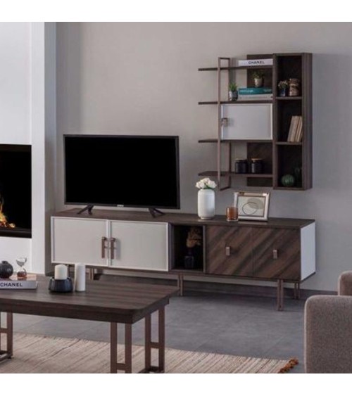 Base porta tv Merlin 4 ante battenti e 1 vano a giorno colore legno mozambik