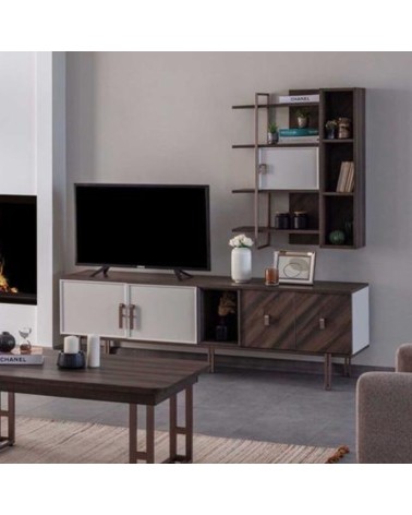 Base porta tv Merlin 4 ante battenti e 1 vano a giorno colore legno mozambik