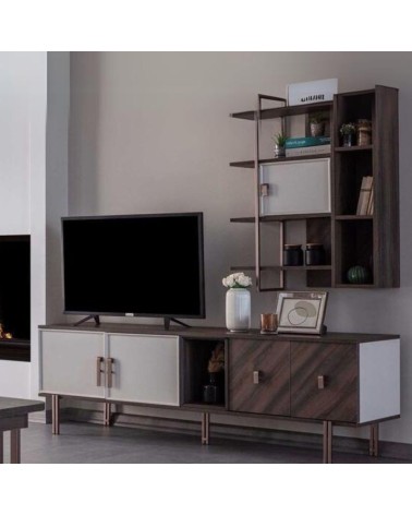 Base porta tv Merlin 4 ante battenti e 1 vano a giorno colore legno mozambik
