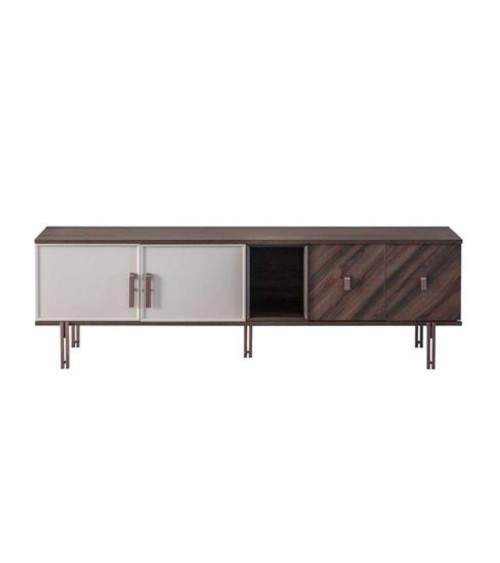 Base porta tv Merlin 4 ante battenti e 1 vano a giorno colore legno mozambik