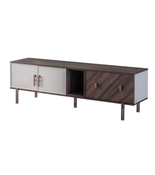 Base porta tv Merlin 4 ante battenti e 1 vano a giorno colore legno mozambik