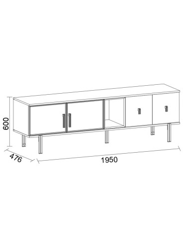 Base porta tv Merlin 4 ante battenti e 1 vano a giorno colore legno mozambik
