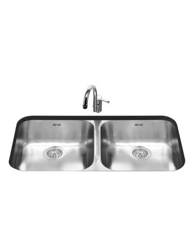 Lavello Smeg UM3434 sottotop 76x45 cm 2 vasche inox