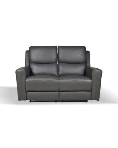 Divano recliner elettrici Claus 2 posti in vera pelle colore grigio scuro