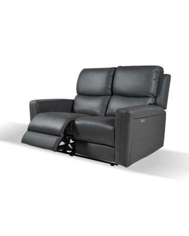Divano recliner elettrici Claus 2 posti in vera pelle colore grigio scuro