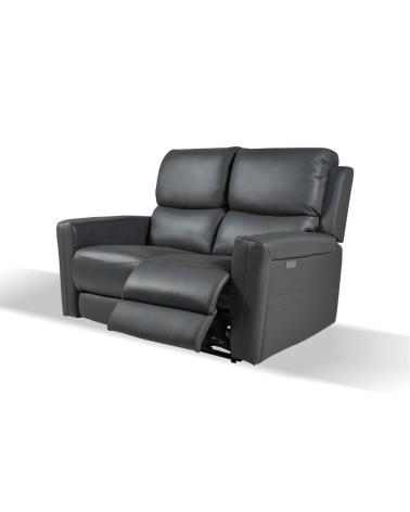 Divano recliner elettrici Claus 2 posti in vera pelle colore grigio scuro