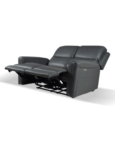 Divano recliner elettrici Claus 2 posti in vera pelle colore grigio scuro