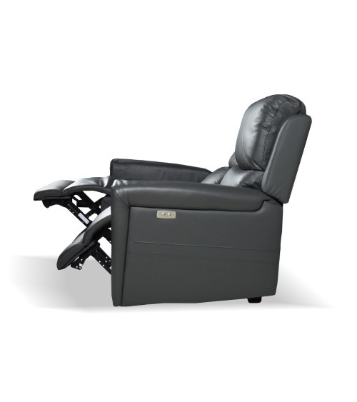 Divano recliner elettrici Claus 2 posti in vera pelle colore grigio scuro