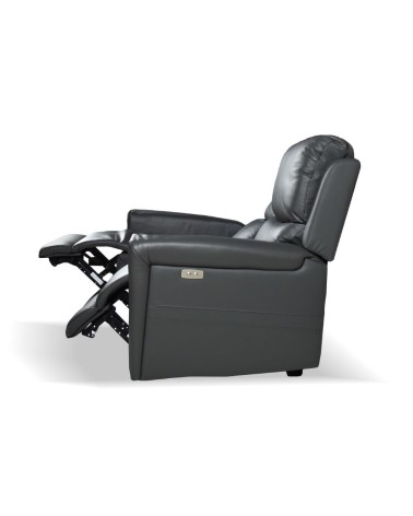 Divano recliner elettrici Claus 2 posti in vera pelle colore grigio scuro
