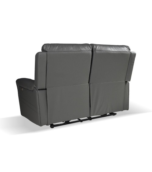 Divano recliner elettrici Claus 2 posti in vera pelle colore grigio scuro
