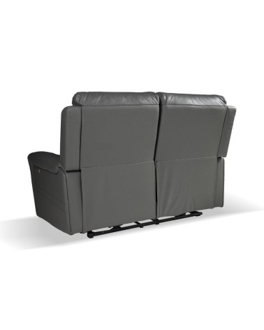 Divano recliner elettrici Claus 2 posti in vera pelle colore grigio scuro
