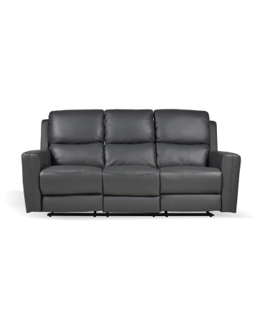 Divano recliner elettrici Claus 3 posti in vera pelle colore grigio scuro