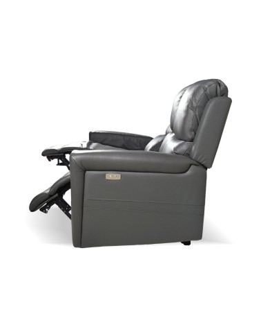 Divano recliner elettrici Claus 3 posti in vera pelle colore grigio scuro