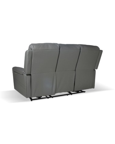 Divano recliner elettrici Claus 3 posti in vera pelle colore grigio scuro