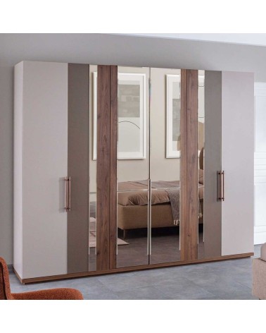 Camera da letto Pastel in colore beige, noce e dark coffee