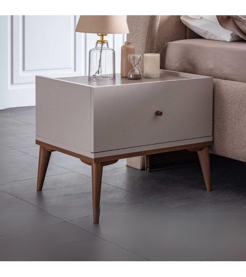 Camera da letto Pastel in colore beige, noce e dark coffee