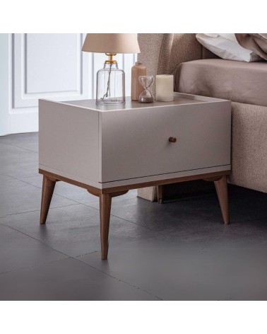Camera da letto Pastel in colore beige, noce e dark coffee
