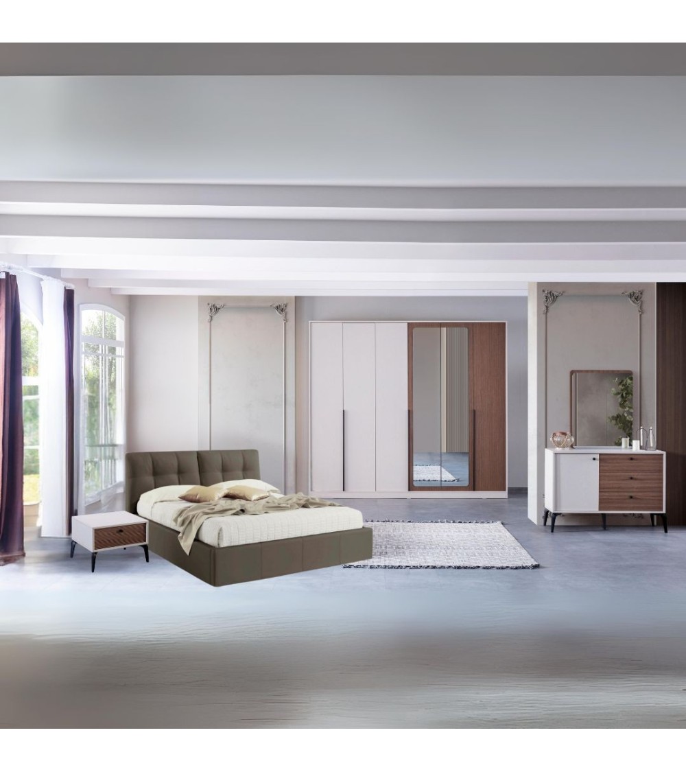 Camera da letto Piedra in colore vizon beige e kaplan 321