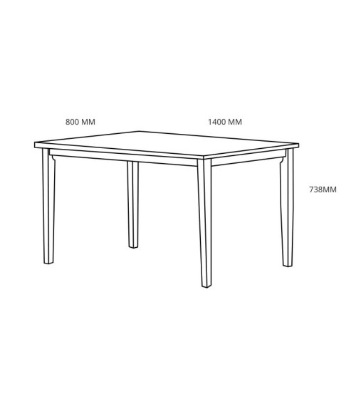 Tavolo Dori in legno colore rovere H 73x140x80 cm.