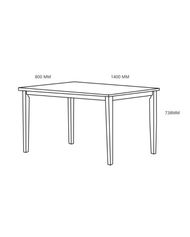 Tavolo Dori in legno colore rovere H 73x140x80 cm.