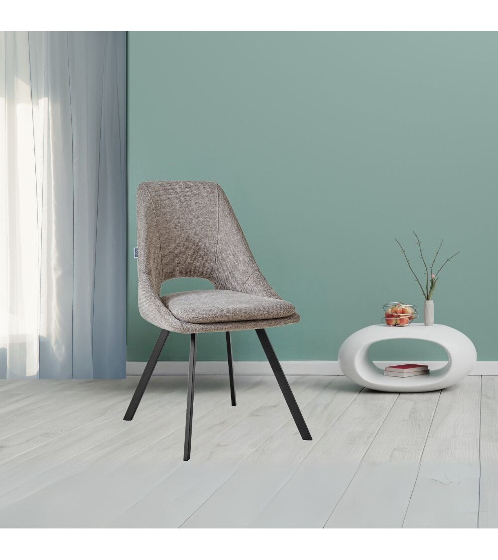 Sedia imbottita Blauss in tessuto tortora set 2 pezzi