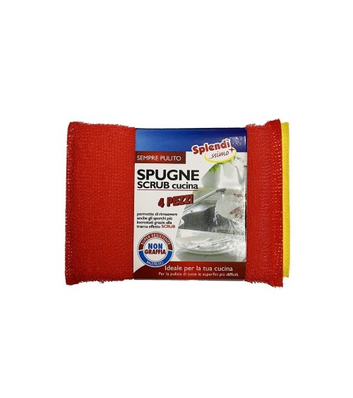 Set 4 spugne scrub multicolor per cucina